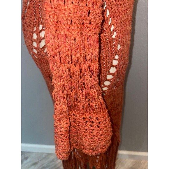 Free People Constellation Crochet Midi Sweater Dress Tunic size S Fringe Hem - Picture 7 of 13